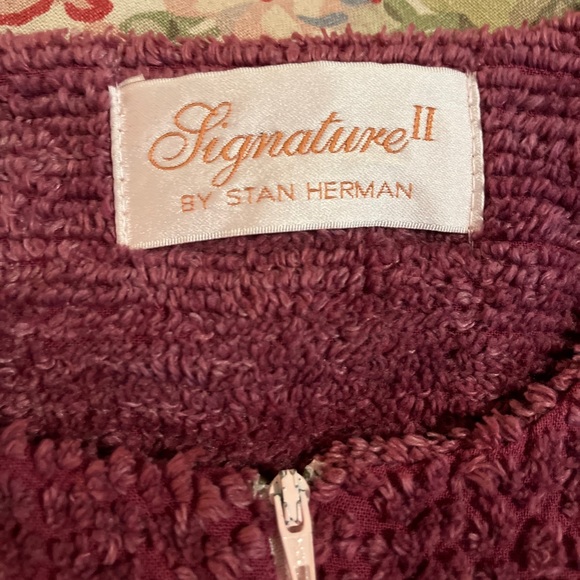STAN HERMAN Chenille Robe Rose Pink Size XL Vintage Half-Zip Pockets Soft Cozy - Picture 10 of 14